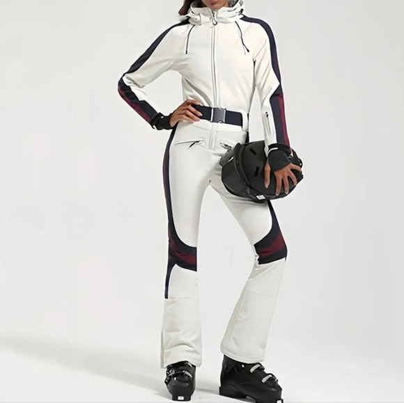 Gsou Snow Retro Stripe Flare Ski Suit belt snowboard womens medium - Picture 1 of 10